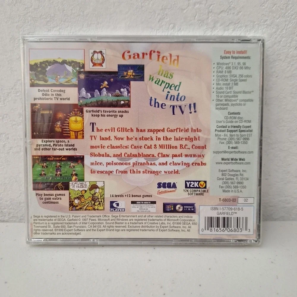 RARE Vintage NEW Garfield In TV Land Sega Entertainment CD-ROM PC SEALED